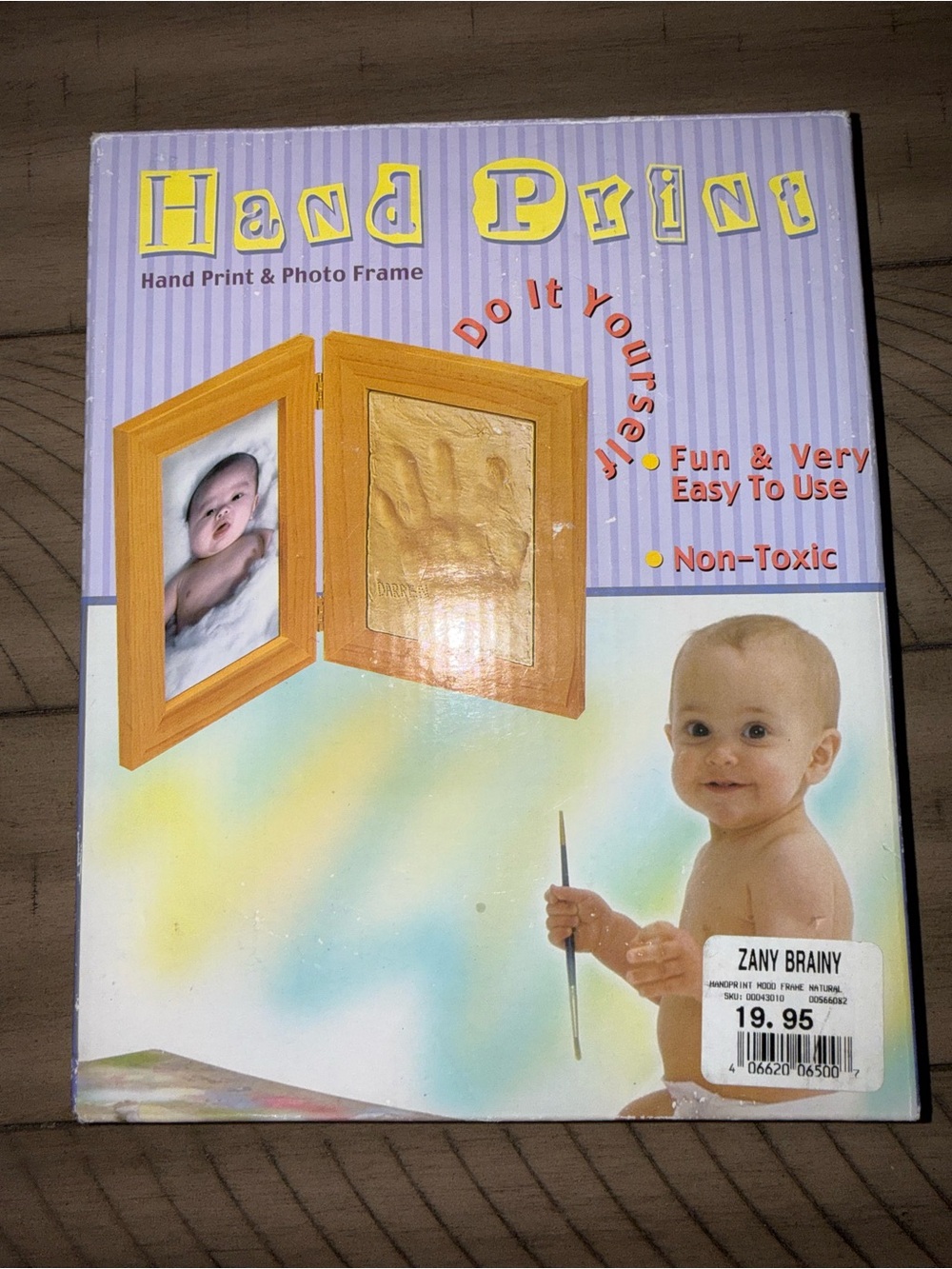Vintage DIY Baby Handprint & Photo Frame Kit – Brand New In Box (Natural Wood)
